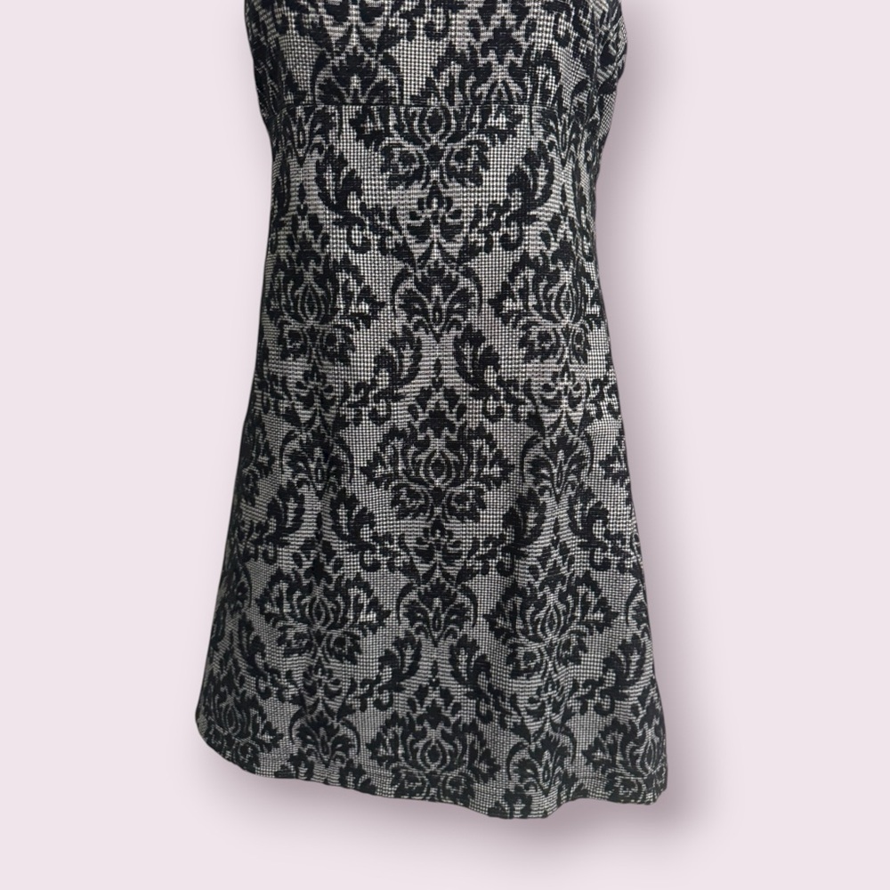 Urban Outfitters Black Jacquard Mini Dress Fit Flare Strappy Size M - Picture 9 of 9